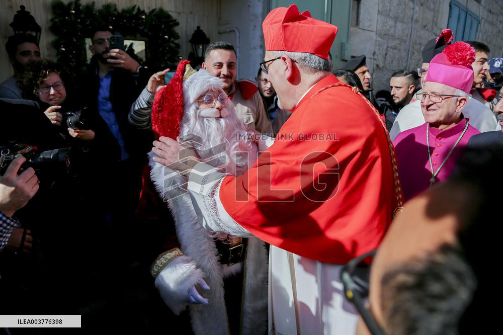 Latin Patriarch of Jerusalem Leads Christmas Eve Mass at the Church of the Nativity in Bethlehem - West Bank