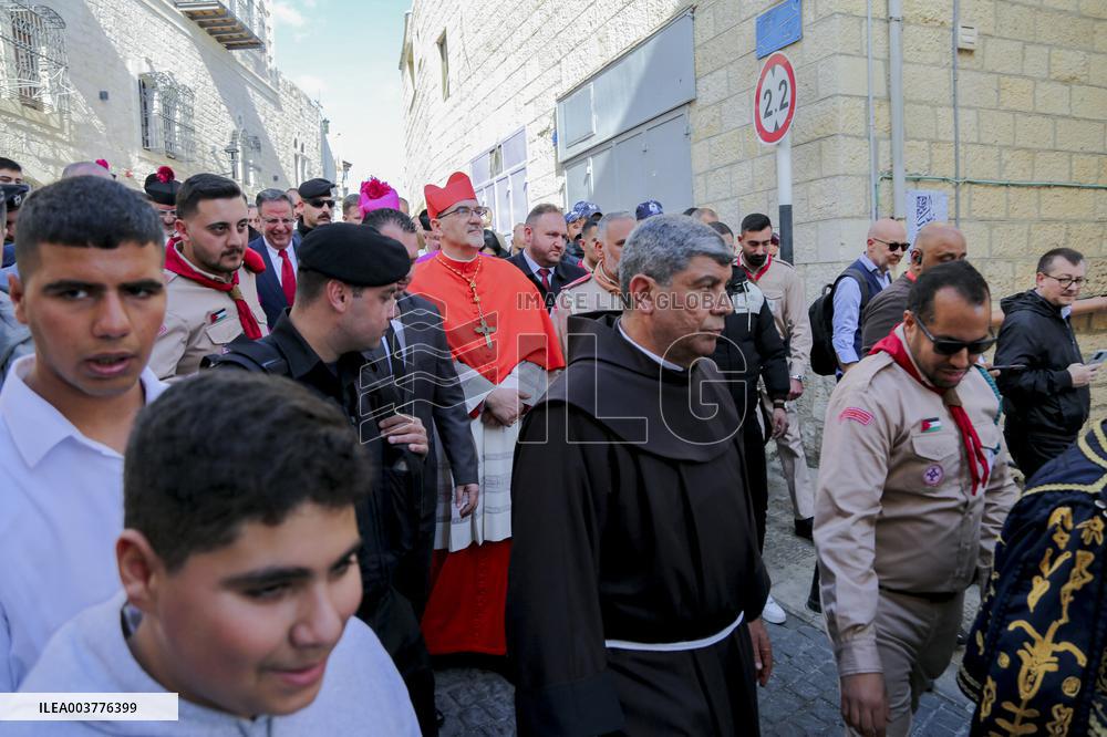 Latin Patriarch of Jerusalem Leads Christmas Eve Mass at the Church of the Nativity in Bethlehem - West Bank