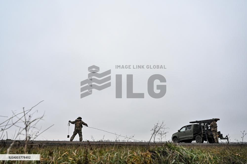 Work of artillery crew of Striletskyi Battalion special police unit in Zaporizhzhia region