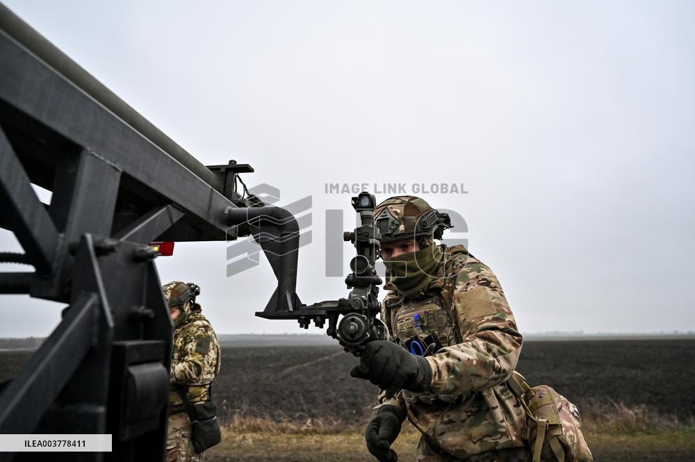 Work of artillery crew of Striletskyi Battalion special police unit in Zaporizhzhia region