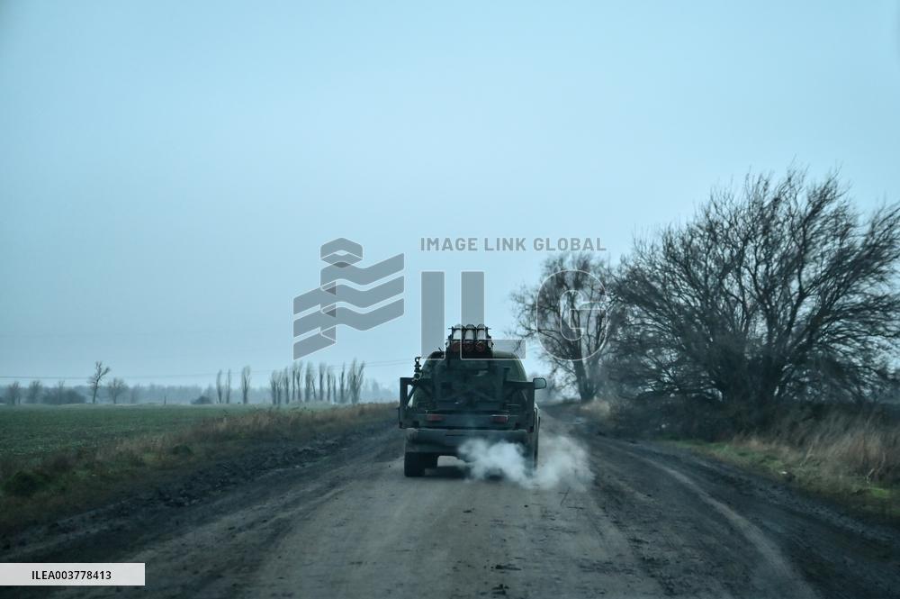 Work of artillery crew of Striletskyi Battalion special police unit in Zaporizhzhia region