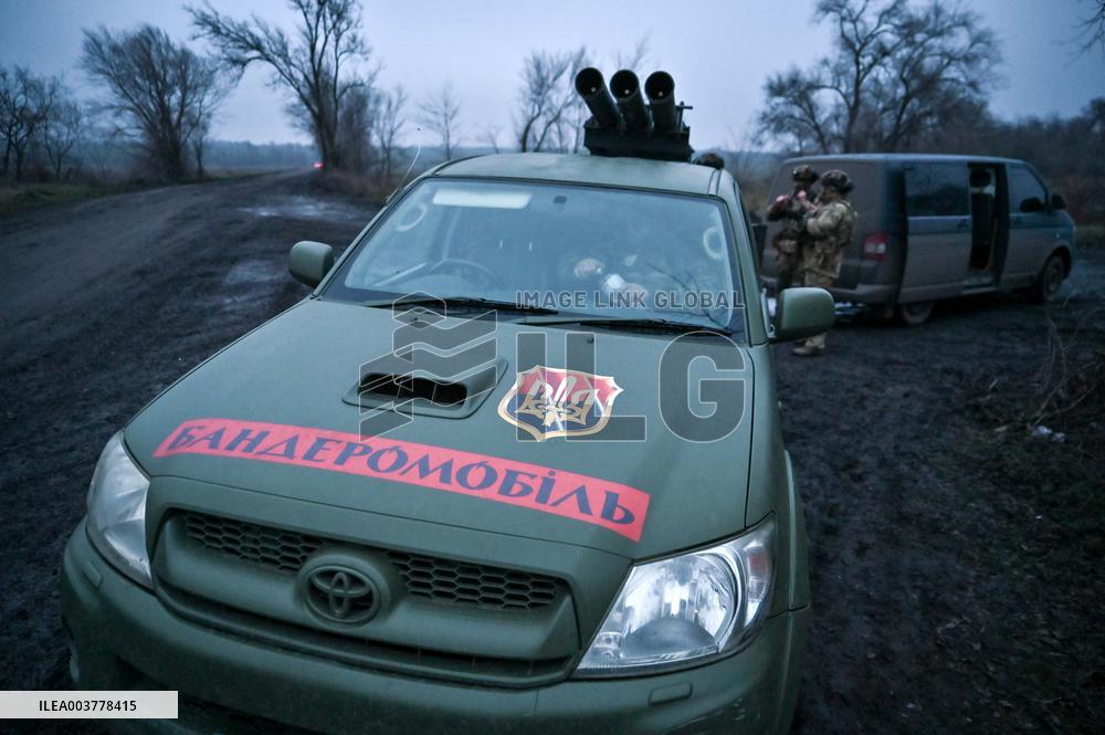 Work of artillery crew of Striletskyi Battalion special police unit in Zaporizhzhia region