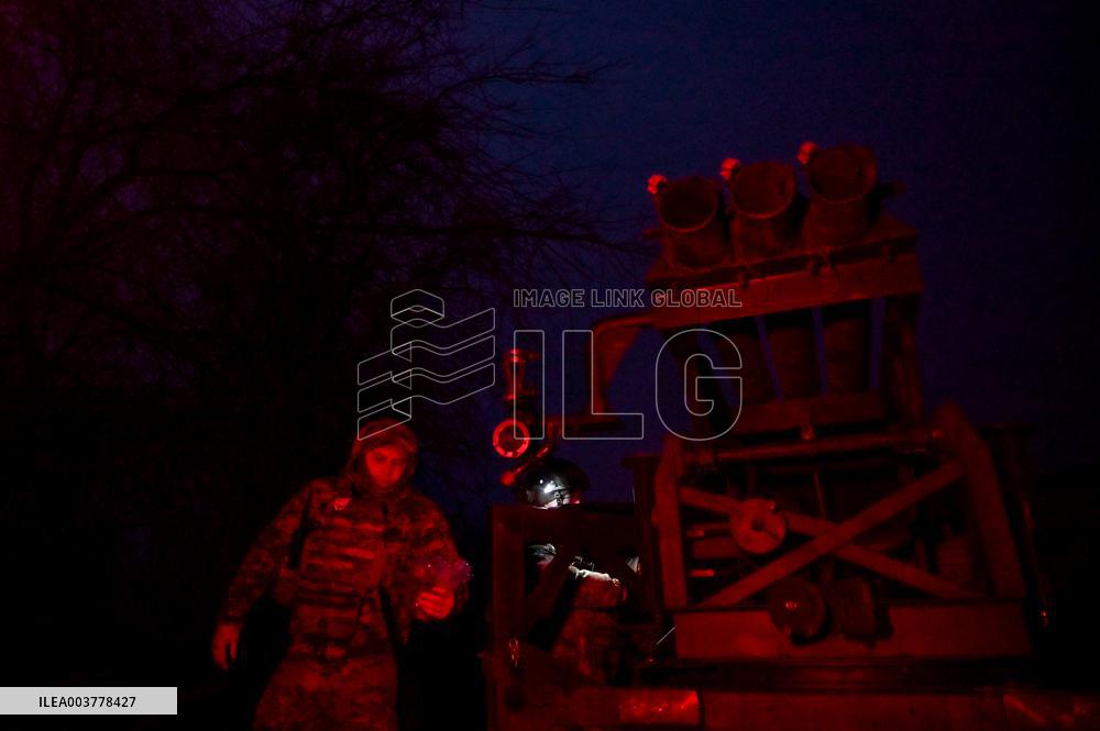 Work of artillery crew of Striletskyi Battalion special police unit in Zaporizhzhia region