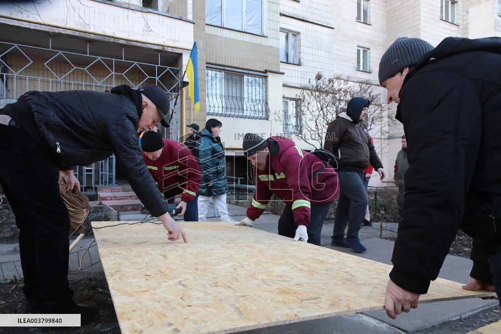 Aftermath of Russian drone attack in Kyiv