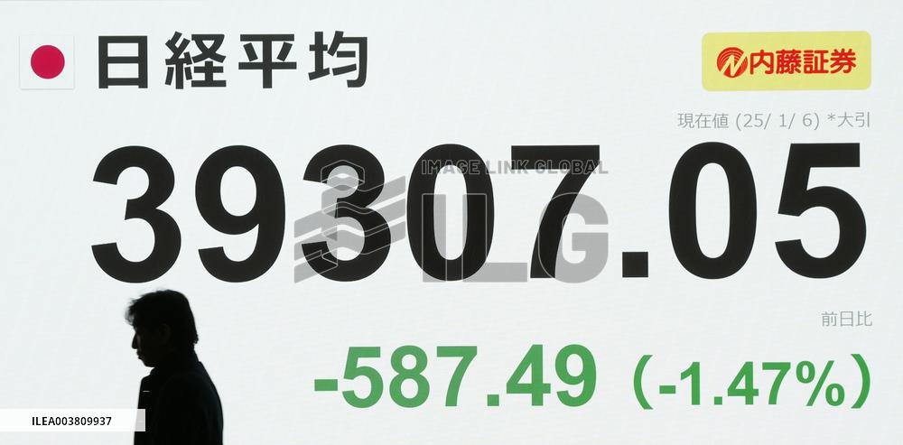 Tokyo stocks plunge on year's 1st trading day