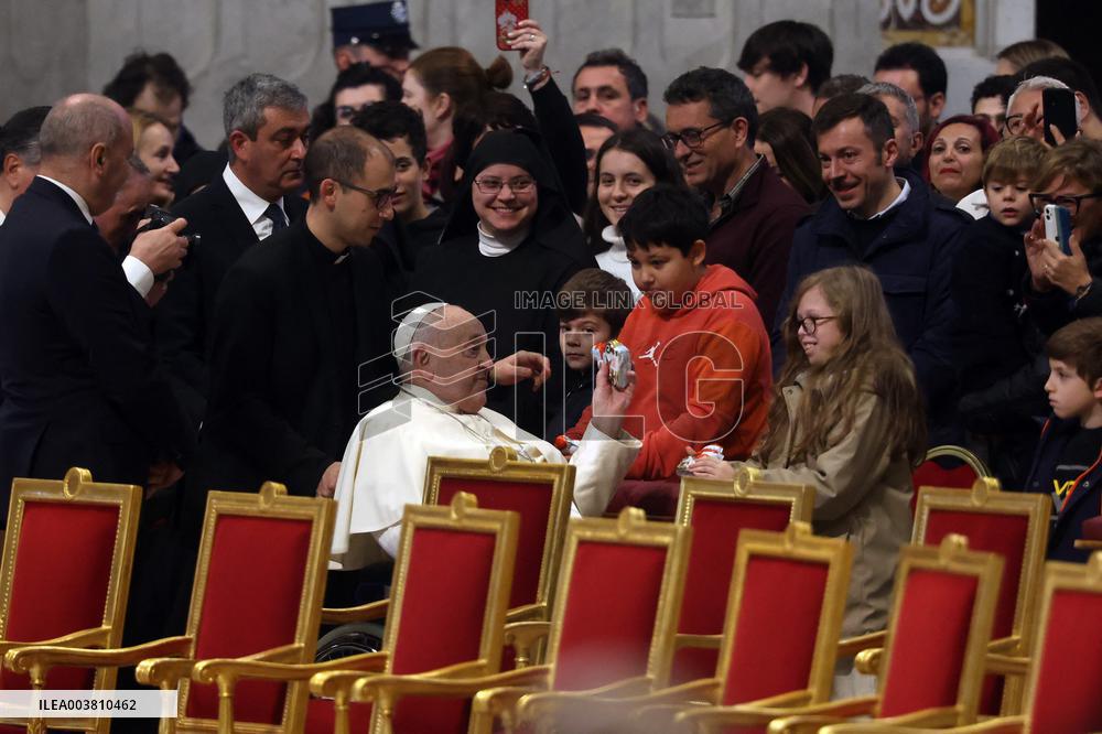 Pope Francis Bergoglio attends the celebration of the Epiphany of the Lord Holy Mass