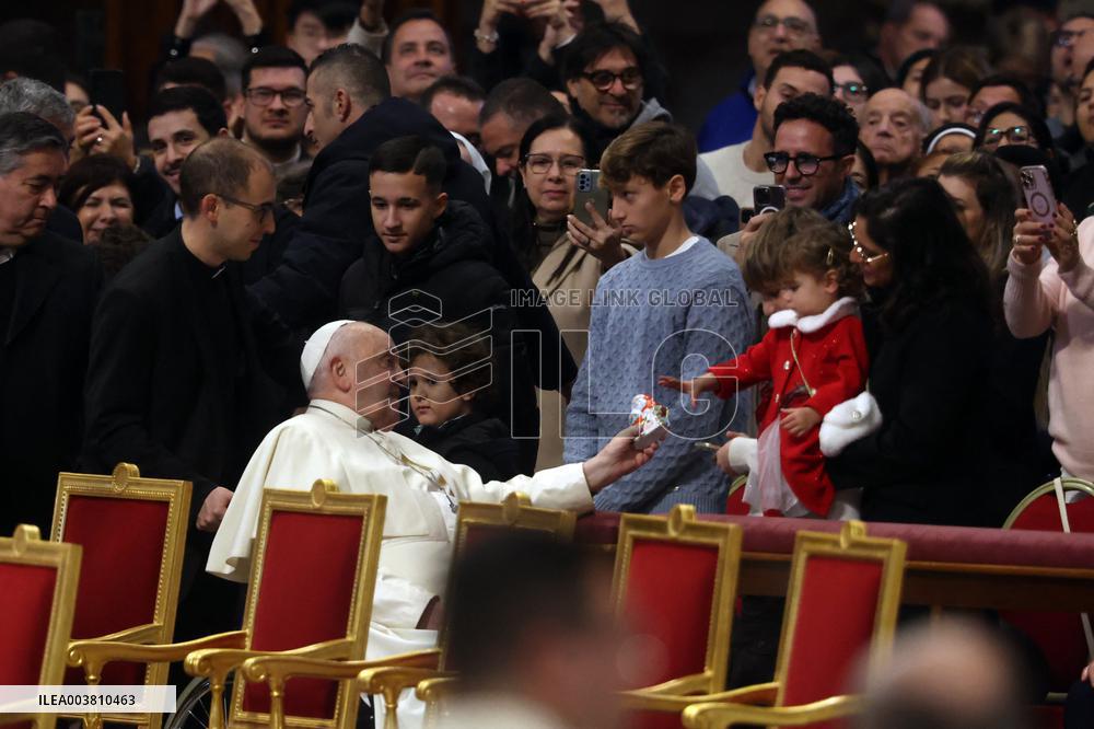 Pope Francis Bergoglio attends the celebration of the Epiphany of the Lord Holy Mass