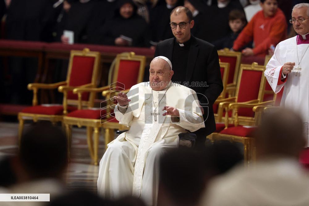 Pope Francis Bergoglio attends the celebration of the Epiphany of the Lord Holy Mass