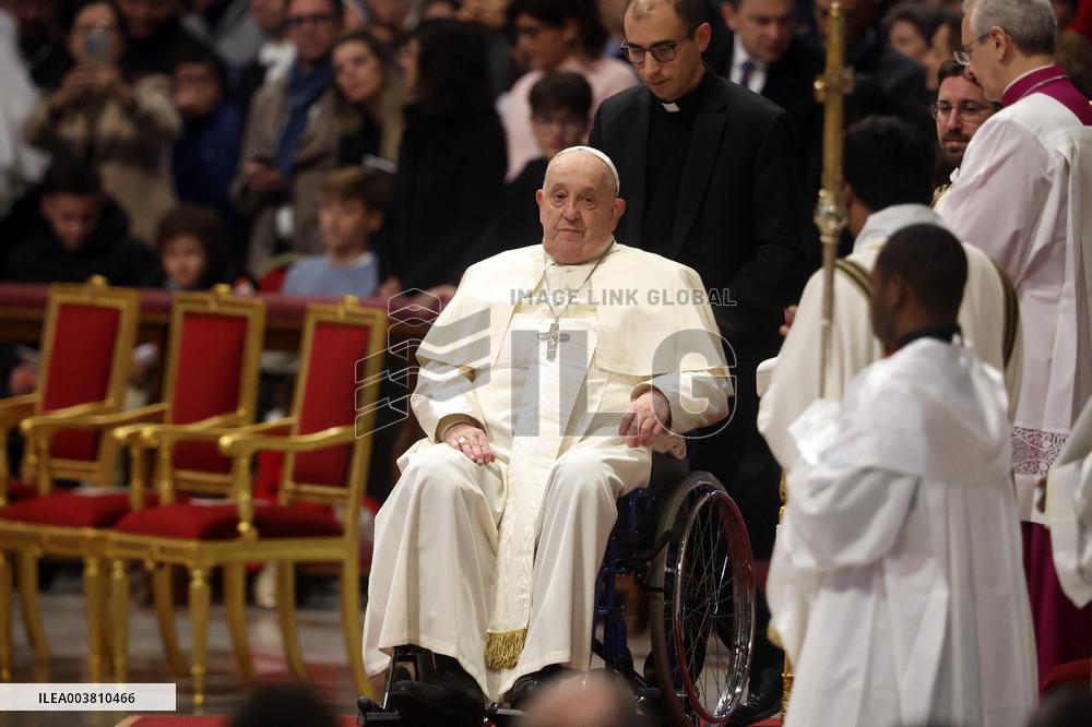 Pope Francis Bergoglio attends the celebration of the Epiphany of the Lord Holy Mass