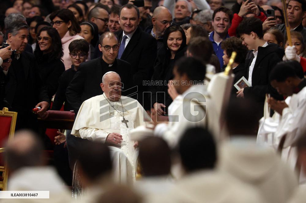 Pope Francis Bergoglio attends the celebration of the Epiphany of the Lord Holy Mass
