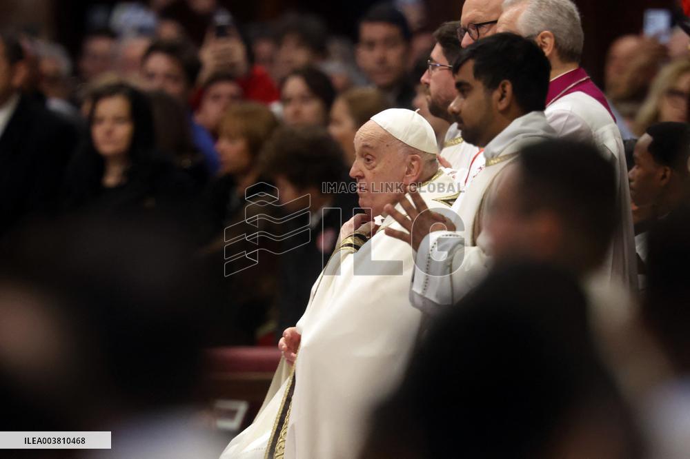 Pope Francis Bergoglio attends the celebration of the Epiphany of the Lord Holy Mass