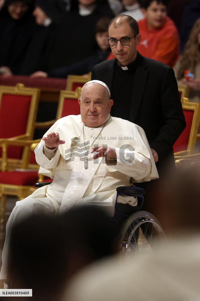 Pope Francis Bergoglio attends the celebration of the Epiphany of the Lord Holy Mass