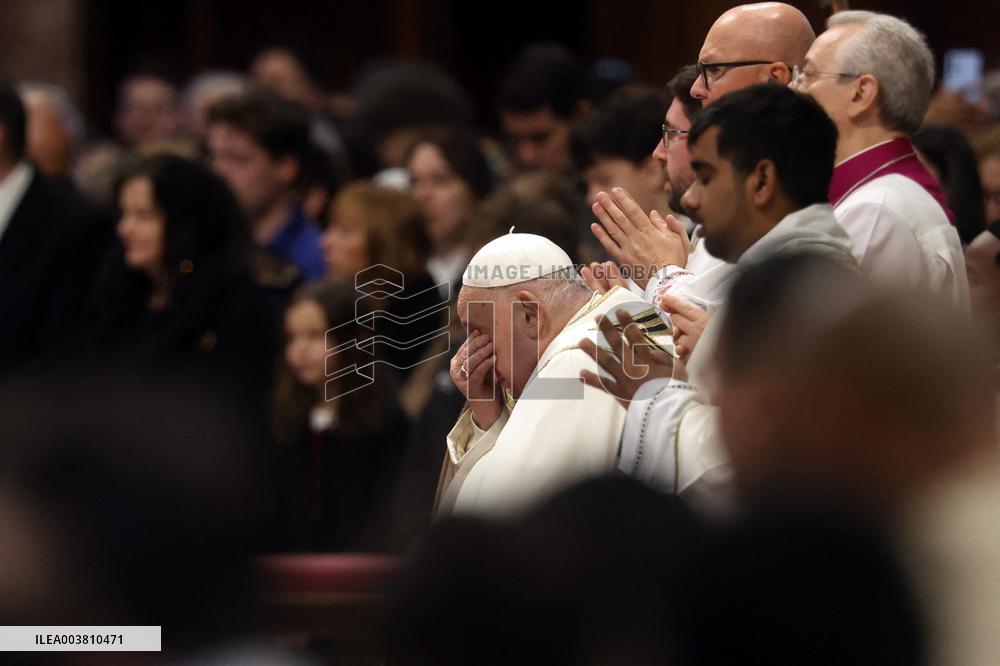 Pope Francis Bergoglio attends the celebration of the Epiphany of the Lord Holy Mass