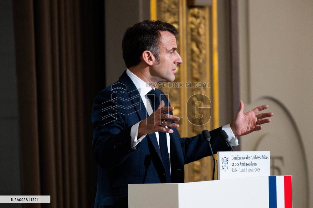 President Macron Delivers His Speech To French Ambassadors - Paris