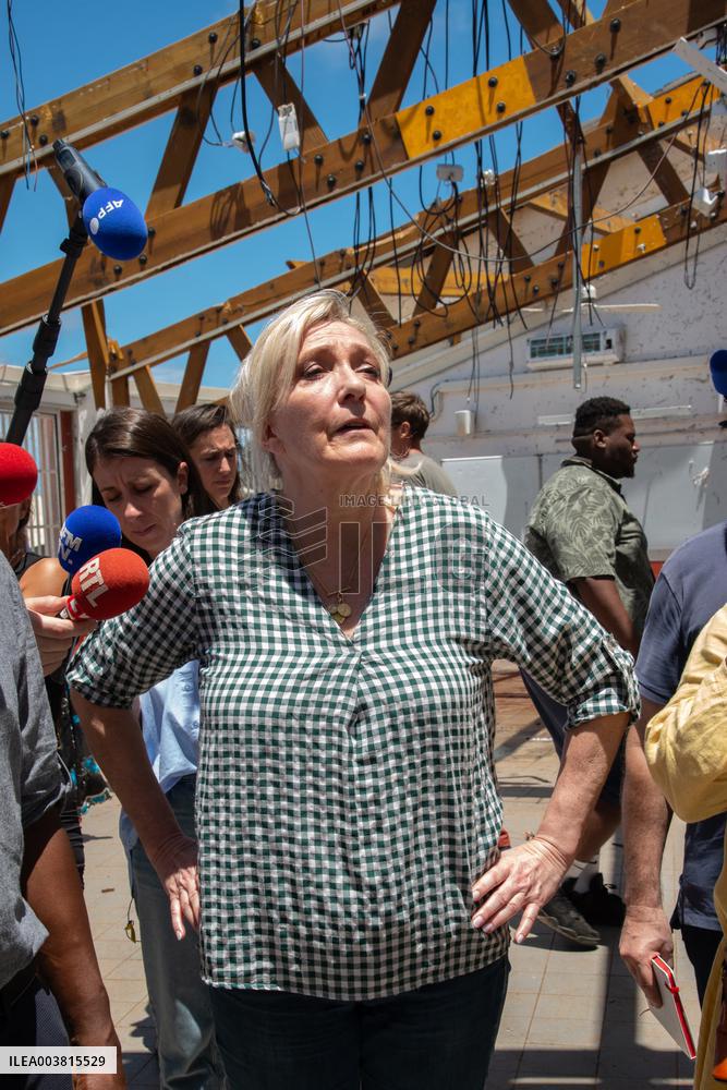 Marine Le Pen Visits The Heavily Damaged Cite Du Nord Multi-Purpose Secondary School - Acoua