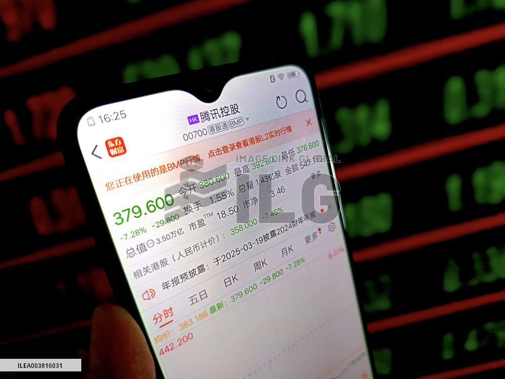 Illustration Tencent Holdings Shares Falling
