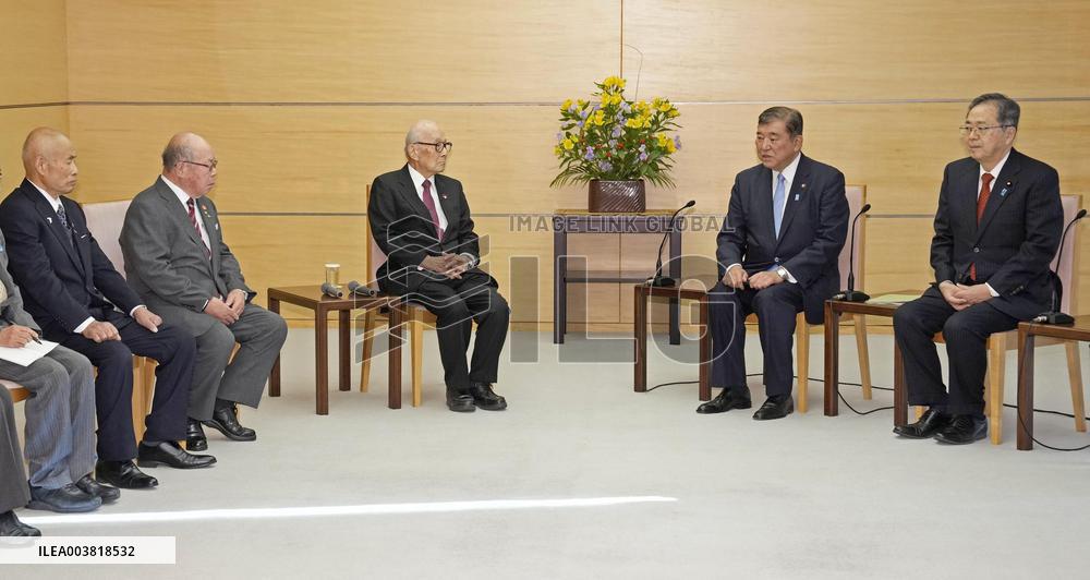 Japan PM Ishiba meets A-bomb survivor group