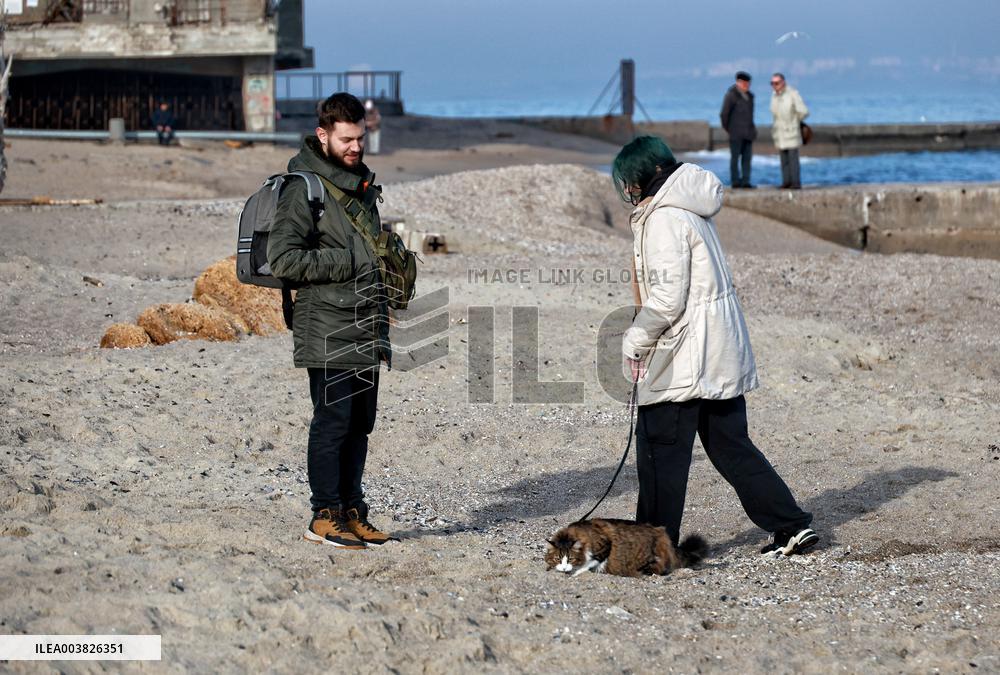 Odesa beach in winter