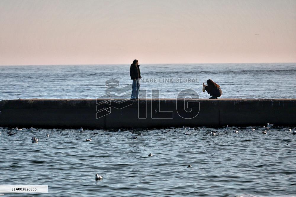 Odesa beach in winter