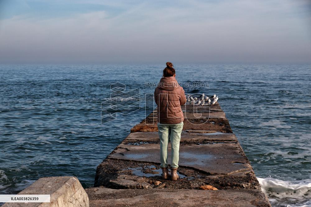 Odesa beach in winter