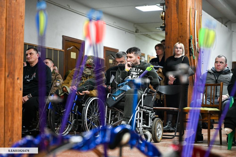 Archery training session for Ukrainian war veterans in Lviv