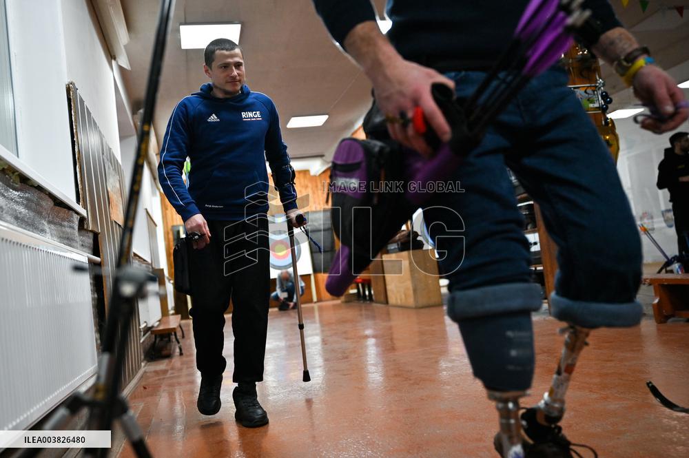 Archery training session for Ukrainian war veterans in Lviv