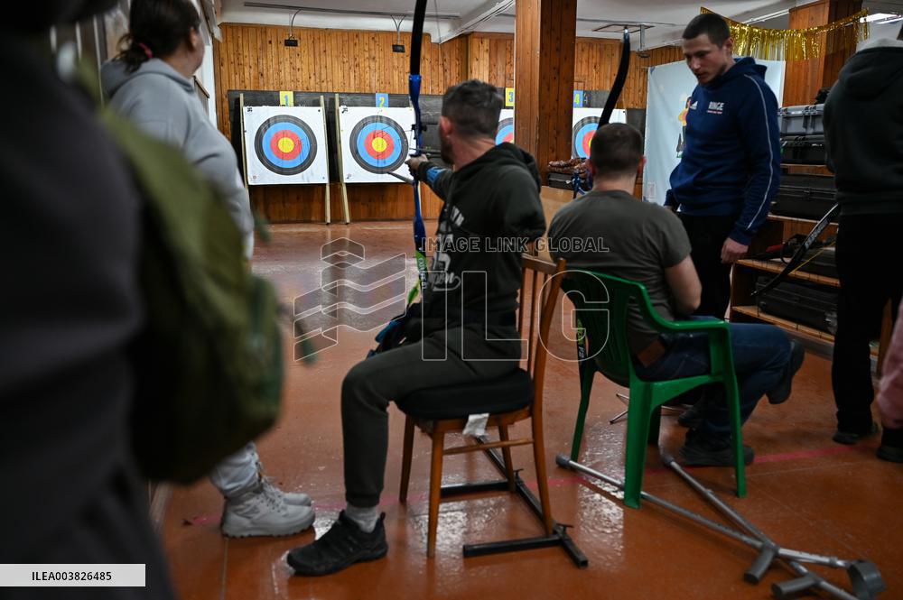 Archery training session for Ukrainian war veterans in Lviv