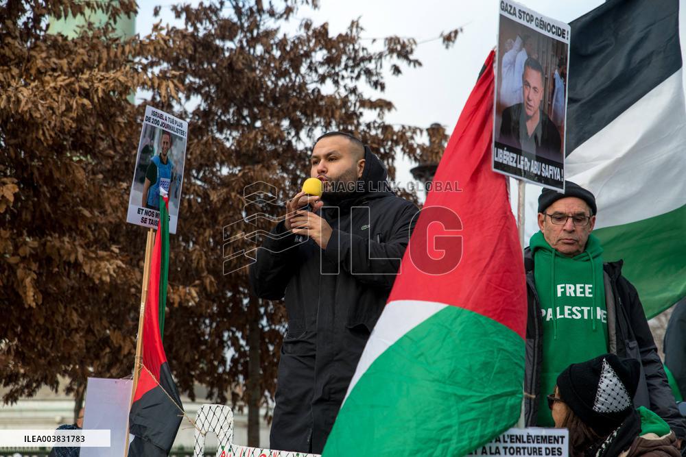 Pro-Palestinian Protest Honors Journalists Killed in Conflict - Paris