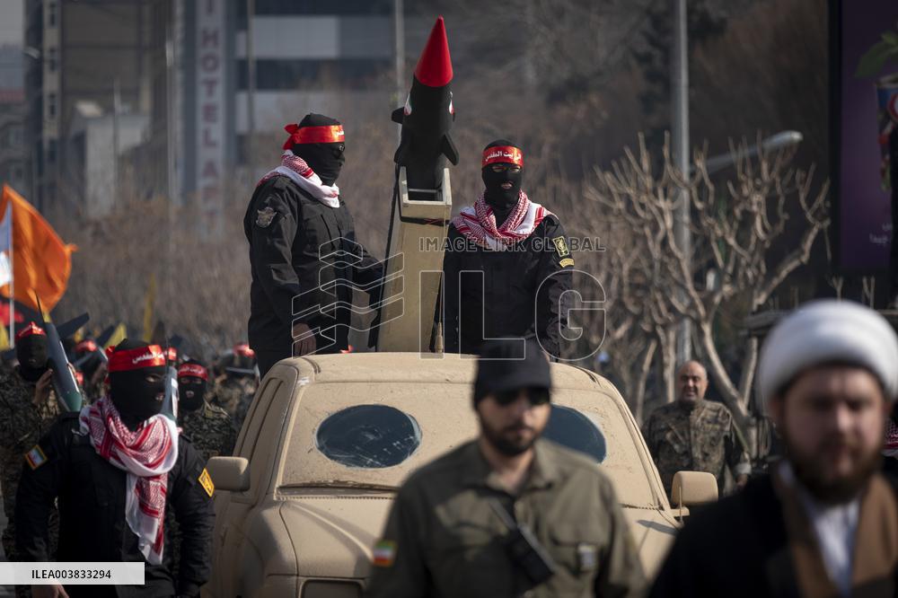 Military Rally By IRGC Featuring Scale Model Missiles