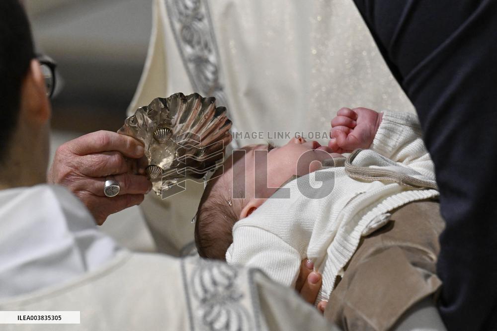 Pope Francis Conducts Baptisms - Vatican