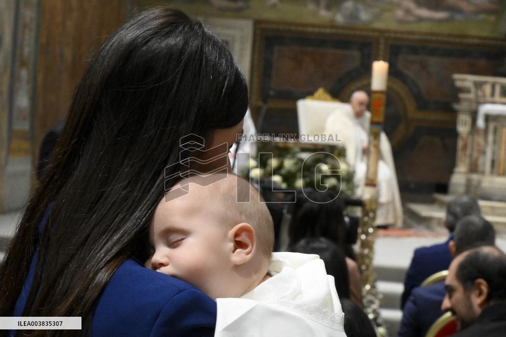 Pope Francis Conducts Baptisms - Vatican