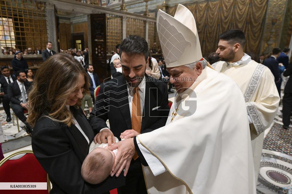 Pope Francis Conducts Baptisms - Vatican