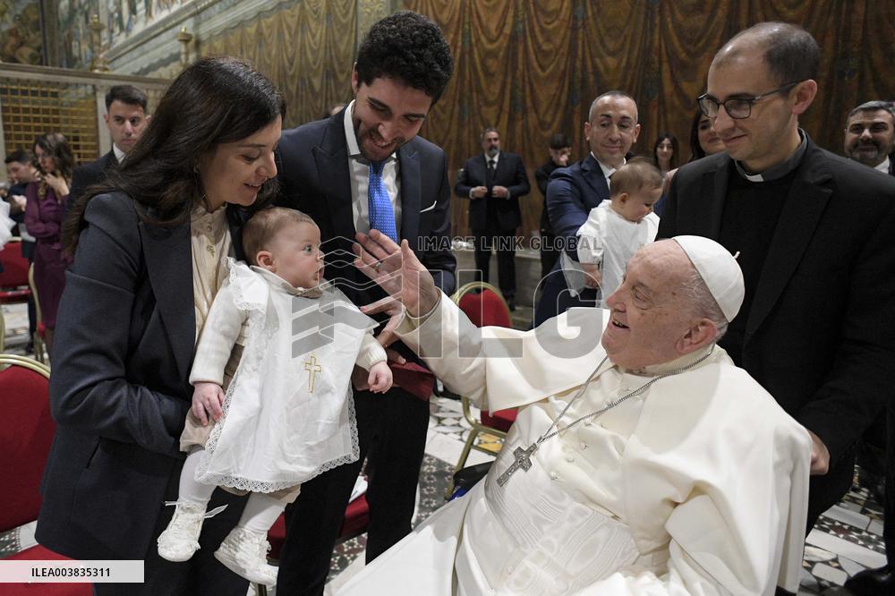 Pope Francis Conducts Baptisms - Vatican