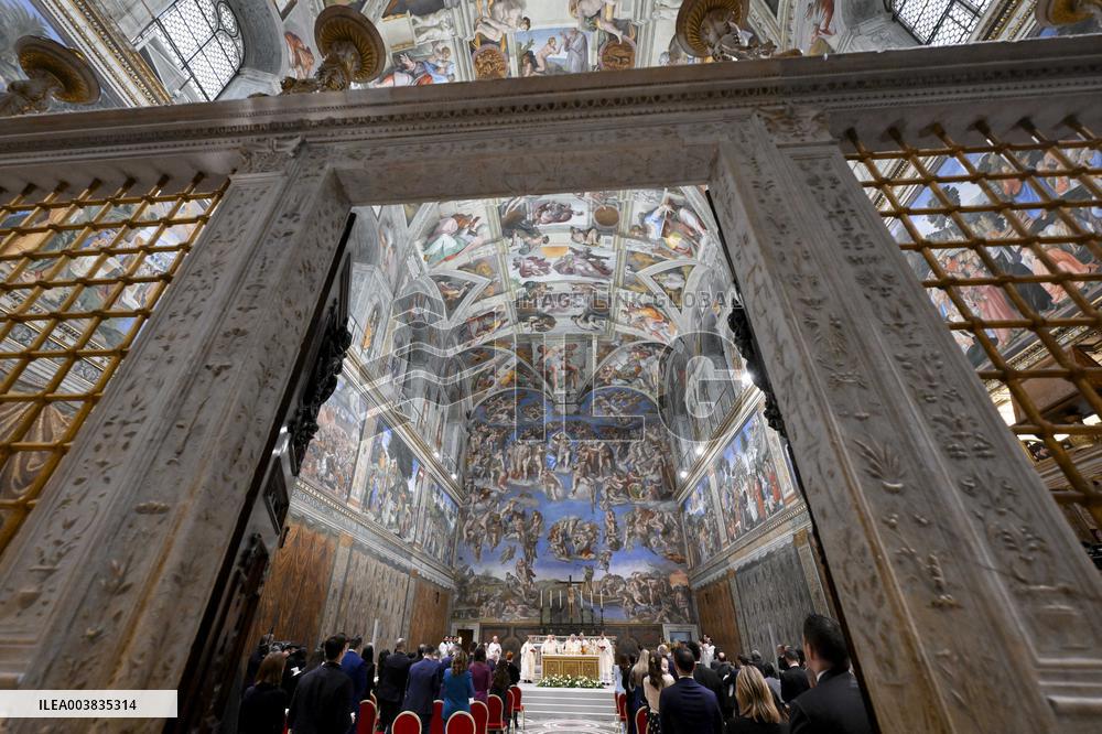 Pope Francis Conducts Baptisms - Vatican