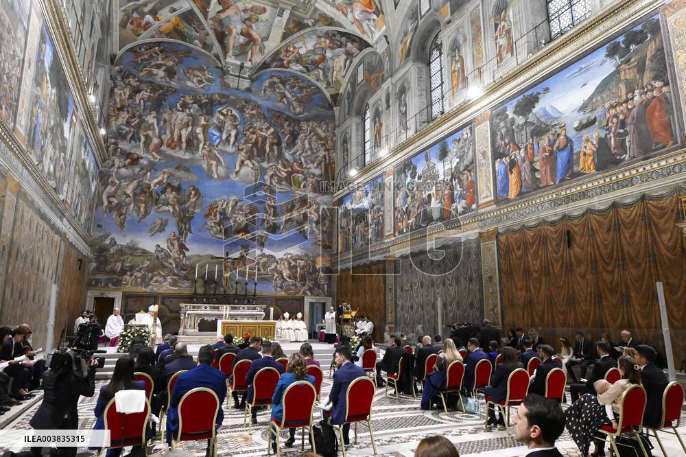 Pope Francis Conducts Baptisms - Vatican