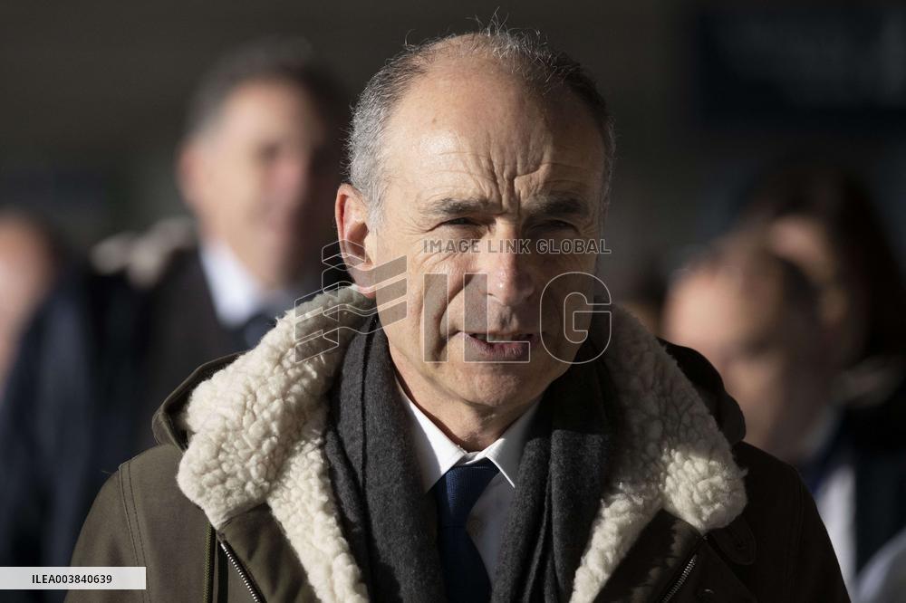 French Transport Minister at Charles de Gaulle Airport in Paris
