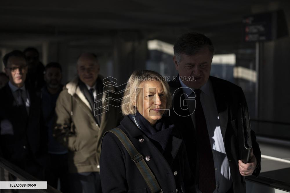 French Transport Minister at Charles de Gaulle Airport in Paris
