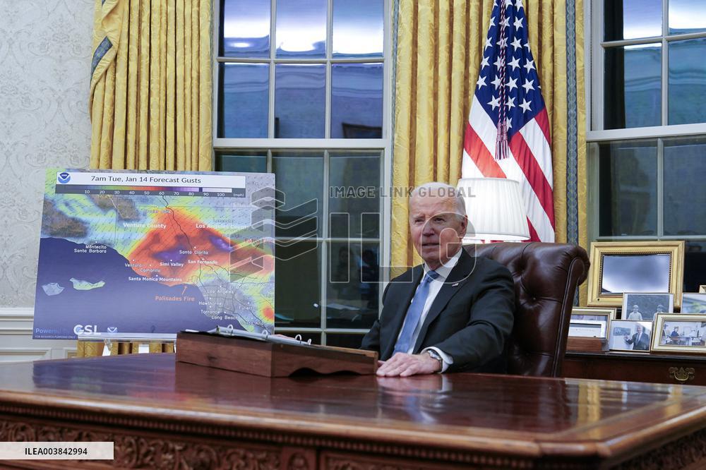 President Joe Biden participates in a meeting of Senior White House and Administration officials on the federal response to the
