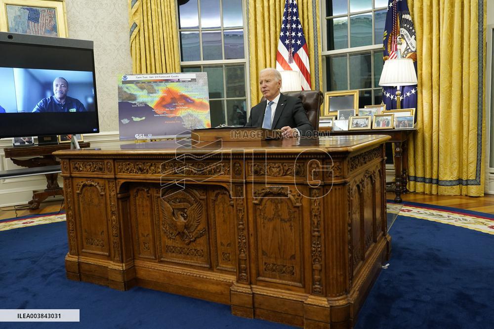 President Joe Biden participates in a meeting of Senior White House and Administration officials on the federal response to the