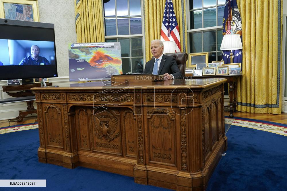 President Joe Biden participates in a meeting of Senior White House and Administration officials on the federal response to the