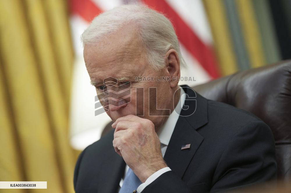 President Joe Biden participates in a meeting of Senior White House and Administration officials on the federal response to the