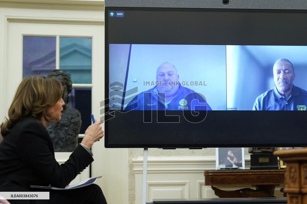 President Joe Biden participates in a meeting of Senior White House and Administration officials on the federal response to the
