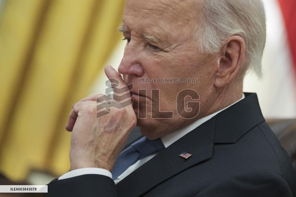 President Joe Biden participates in a meeting of Senior White House and Administration officials on the federal response to the