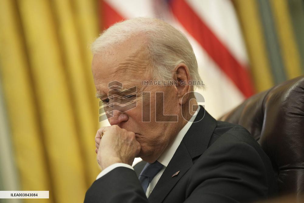 President Joe Biden participates in a meeting of Senior White House and Administration officials on the federal response to the