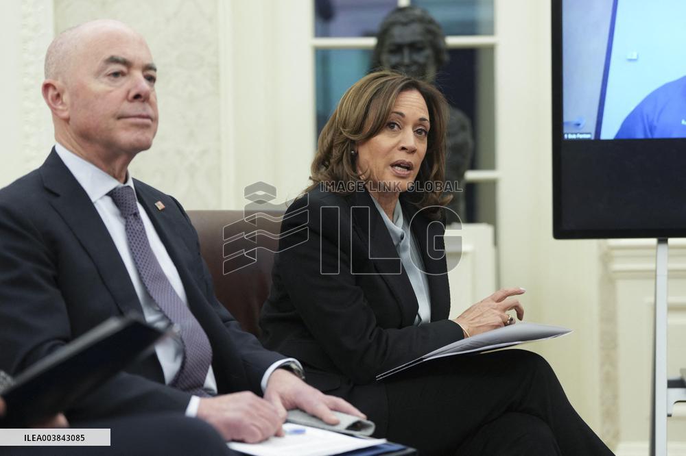 President Joe Biden participates in a meeting of Senior White House and Administration officials on the federal response to the