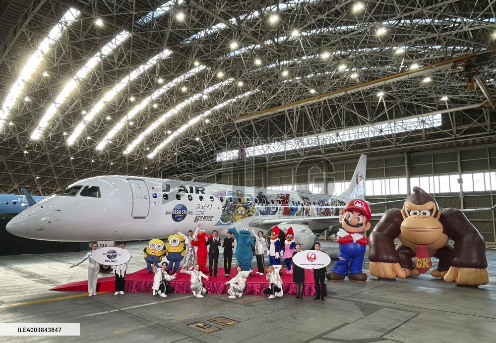 Special JAL plane themed on USJ's new area