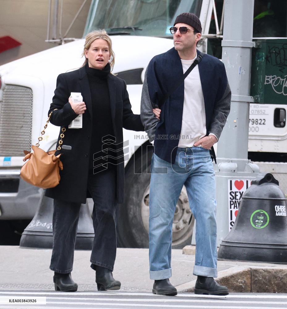 Zachary Quinto And Alice Eve Out - NYC