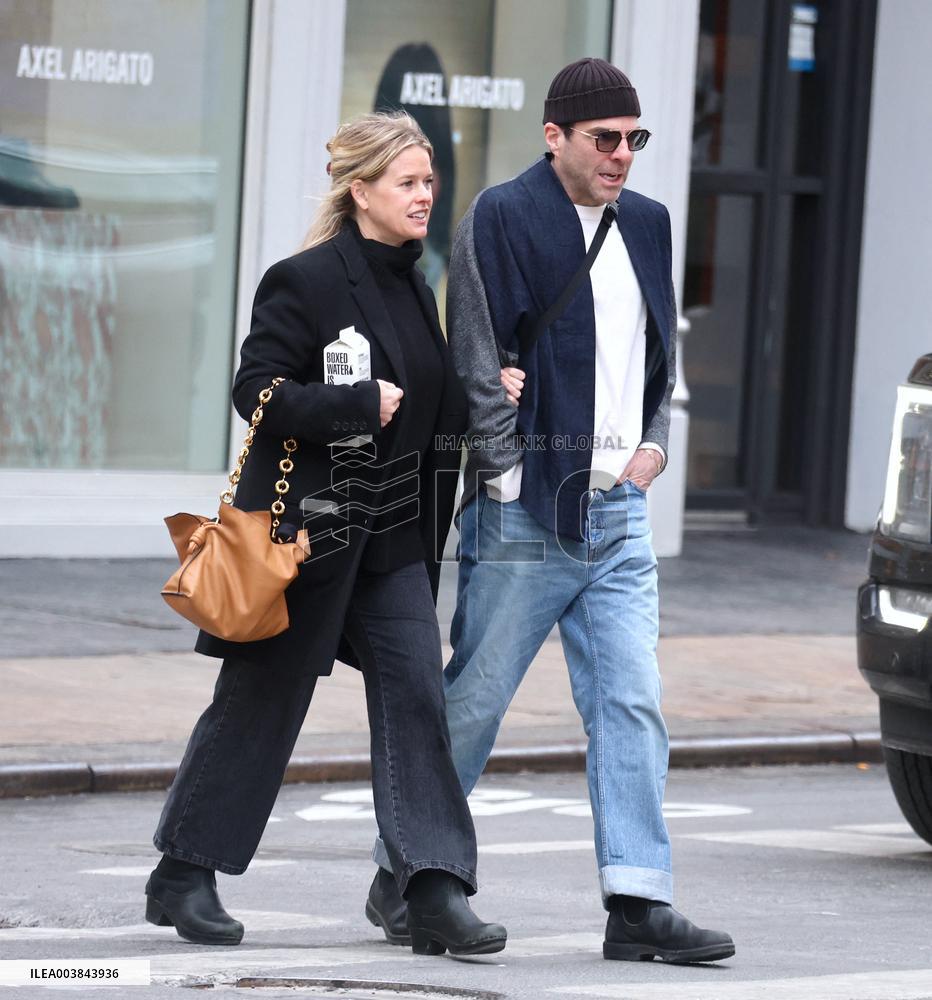 Zachary Quinto And Alice Eve Out - NYC