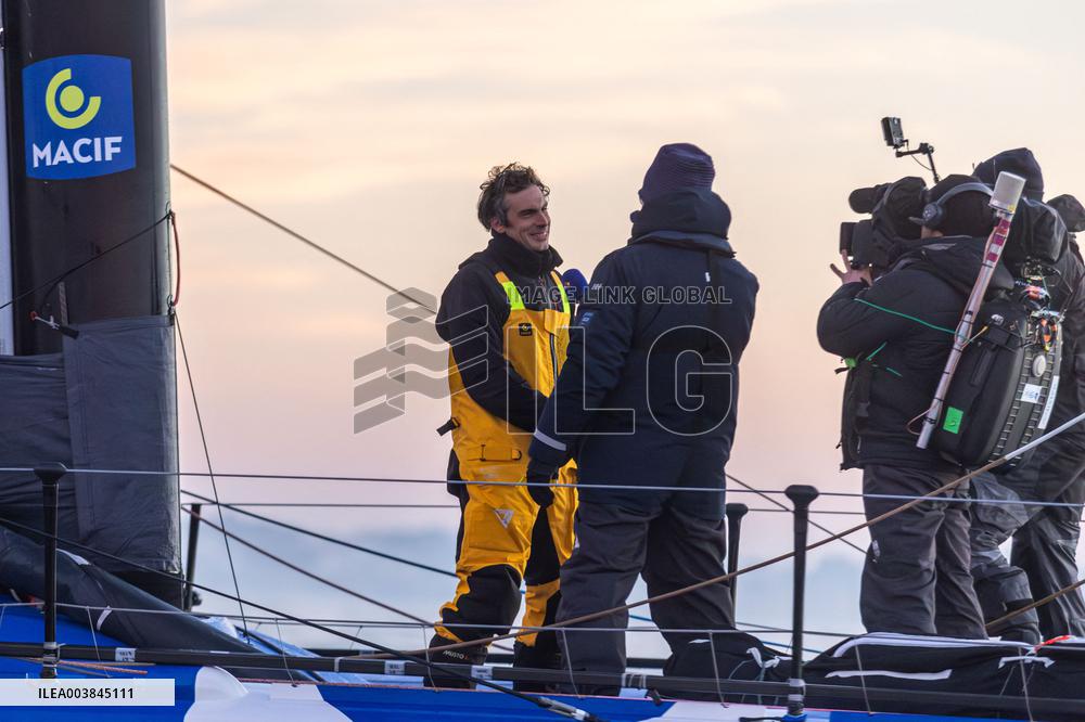 Charlie Dalin Celebrates After Crossing The Finish Line Of Vendee Globe - Sables-d'Olonne