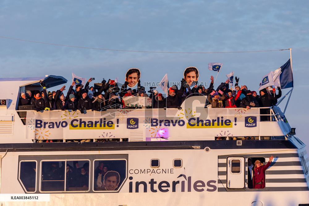 Charlie Dalin Celebrates After Crossing The Finish Line Of Vendee Globe - Sables-d'Olonne